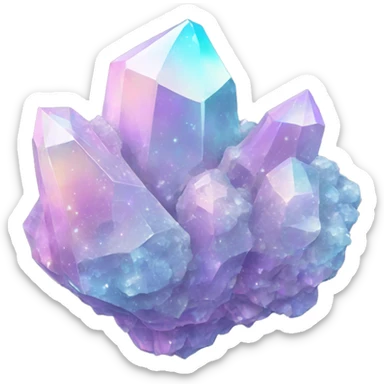 Pastel iridescent nebula crystal cluster multiple long crystals  sticker
