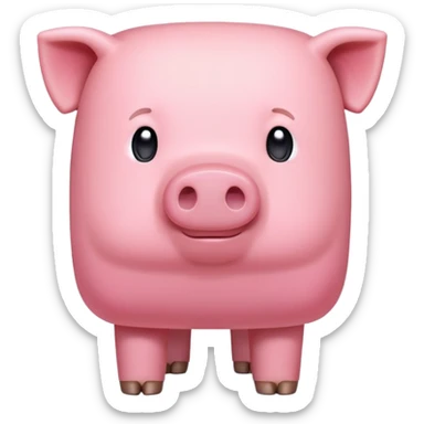 Minecraft pig, full body, pink blocky animal with square head and square body sticker
