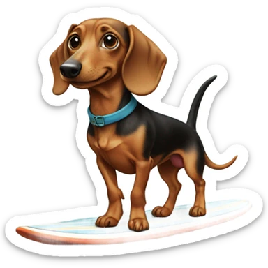 A teckel on a surf board sticker