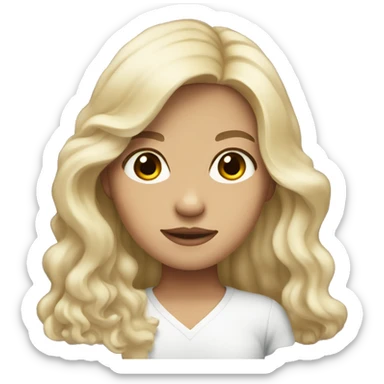 half Indonesian half white girl with long wavy hair  sticker