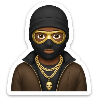 African American gangster mafia with a ski mask sticker