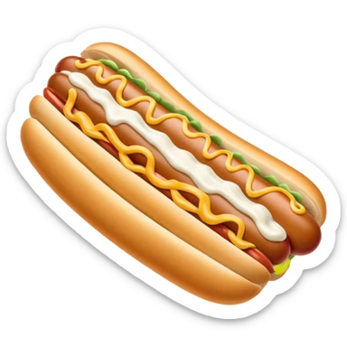 Plain hotdog with ranch sauce on top sticker