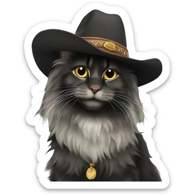 black maine coon with cowboy hat sticker