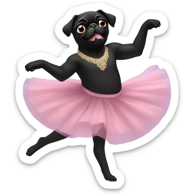 Black pug dancing ballet  sticker