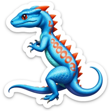 Cyan lizard-Salandit-Charmeleon-Salamence-Pokémon, with cobalt-blue flecks patterns sticker