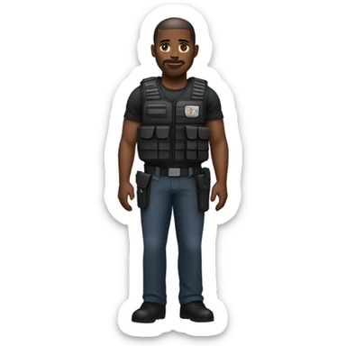 black man standing full body with stab vest  sticker