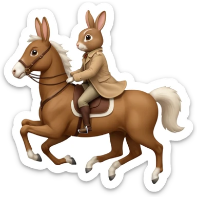 Exciting rabbit galloping on the back of 4 legs horse sticker