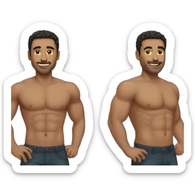 Men with abdo sticker