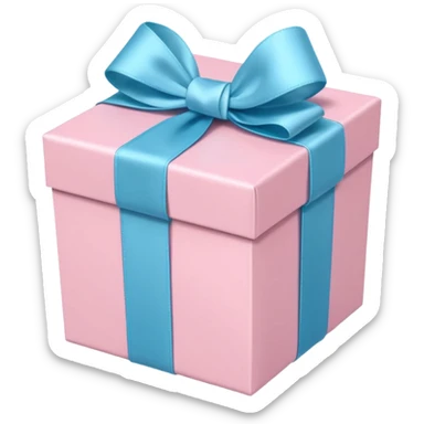 Light pink gift box with a pastel blue ribbon sticker