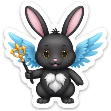 Black bunny with wings and with wand  sticker