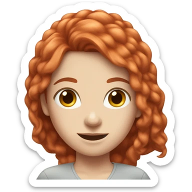 Adult female gamer with long red hair, blue eyes and freckles. sticker