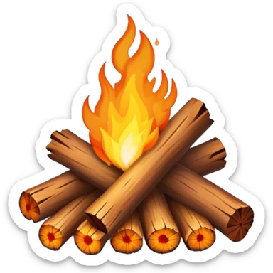 warm glowing campfire with logs and flames sticker