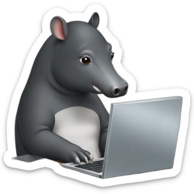 malayan tapir working on computer sticker
