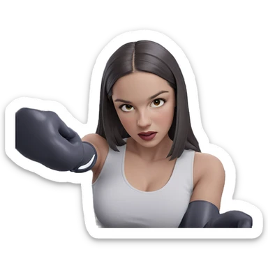 girl in shop with gloves sticker