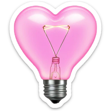 Realistic isolated pink heart shaped string light bulb . sticker