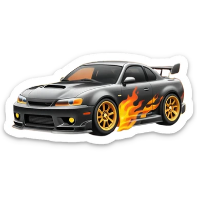 drifting car with tires smoke sticker