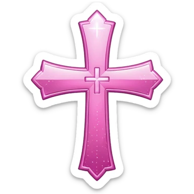 Pink cross with sparkles sticker
