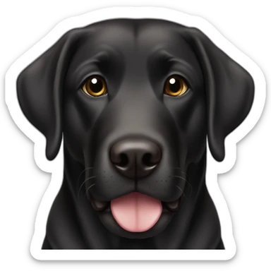 Black lab round chubby face small black eyes small tongue sticker