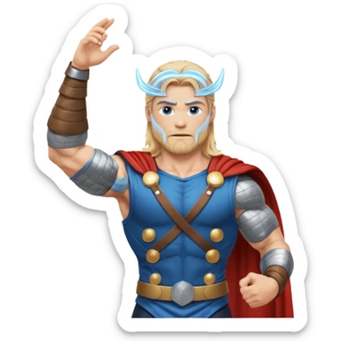 The hero Thor proudly holds the balance of justice in his raised hand. sticker