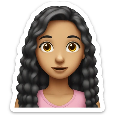 Cute hispanic girl with big eyes and long hair sticker