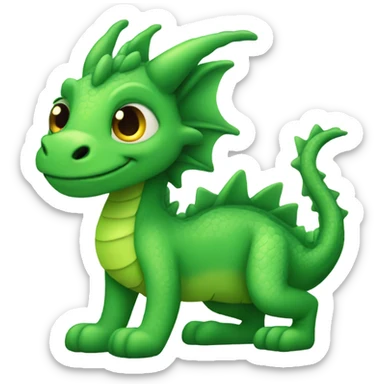 Cute fuzzy green dragon sticker