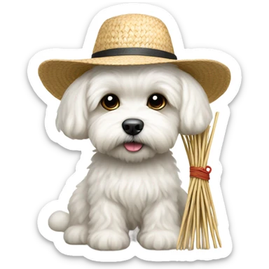 Bichon maltese working as farmer  sticker
