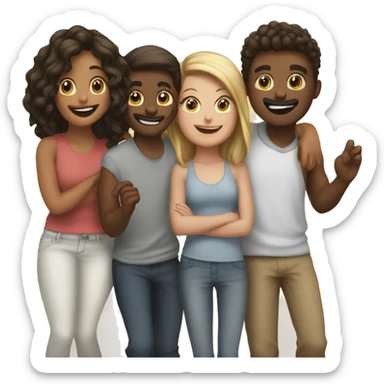happy group of friends together sticker