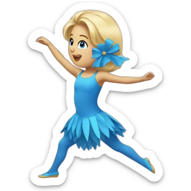 little blonde girl dancing in a blue bird costume sticker