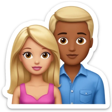 Brown skin blonde hair brown eyed barbie with her boyfriend  sticker
