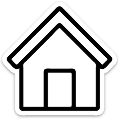 geometric house icon, basic shapes, clear lines, stylized roof, modern icon style sticker