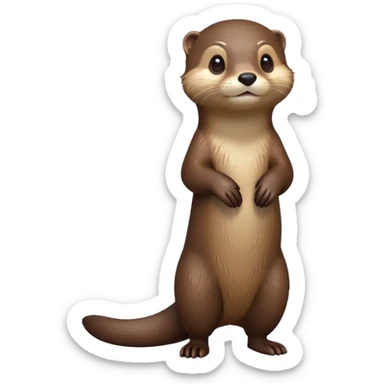 cinematic-noble [otter]-realistic-full-body-standing-emoji,-tail-tucked-close,-head-tilted-dramatically,-sleek-[brown]-fur,-simplified-yet-realistic-focused-features,-highly-detailed,-glowing-with-an-almost-sarcastic-glow  sticker