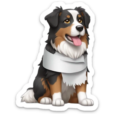 Black white brown and grey Australian sheperd with bandage on leg sticker
