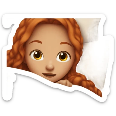 redhead girl snuggled in bed sticker