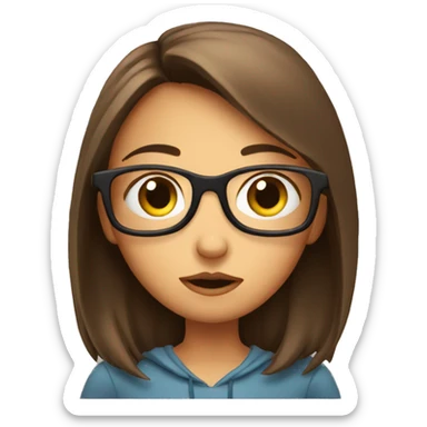 A girl glaring at a book  sticker