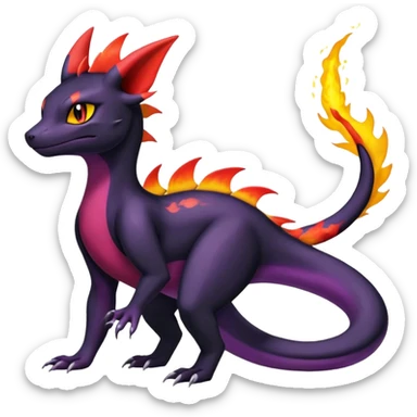 Shiny Salandit-Umbreon-Quilava-Charmeleon-Fakémon-hybrid-creature (full body)  sticker