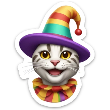 cat clown with jester hat sticker