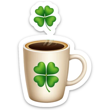 A lucky 4 leaf coffee sticker