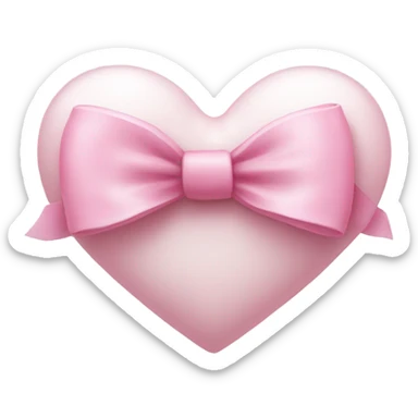White heart with a pink bow on it  sticker