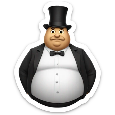 a fat man with a tophat sticker