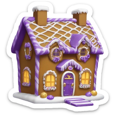 Purple and gold gingerbread house sticker