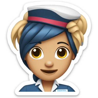 stewardess with stich sticker