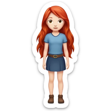 full body of girl standing with long red hair  sticker