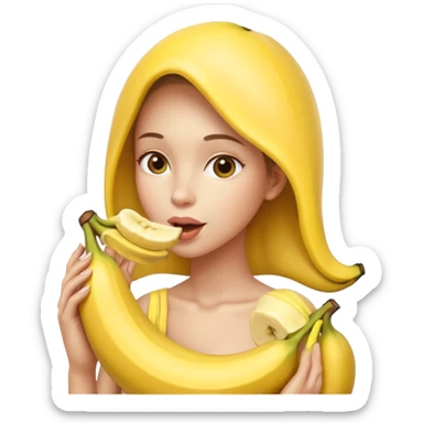 Nude woman sucking on a big banana  sticker