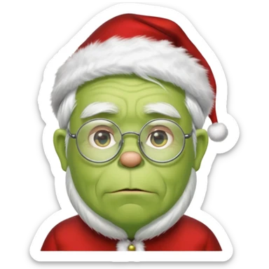 Grinch grand father with white ghair and with glasses sticker