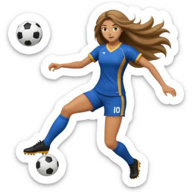 Long Haired Football Players, Female player, full body kick ball sticker