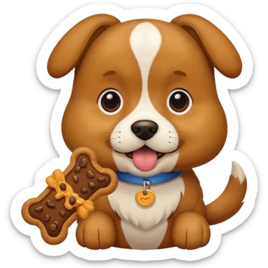 dog eating dog treat sticker