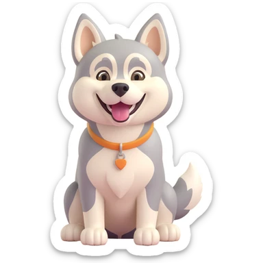 happy light cinnamon colored husky dog, pale tan sticker