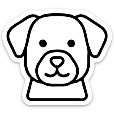 brown and white cartoon dog outlined icon sticker