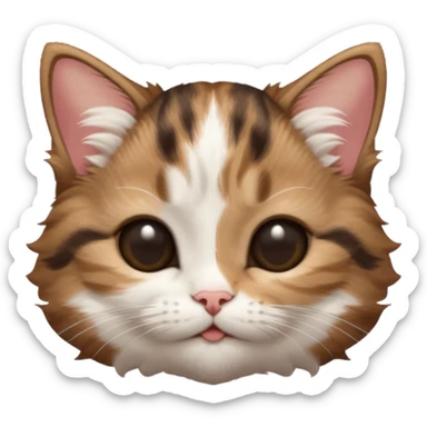dark brown tabby and white kitten upside down with eyes closed sticker