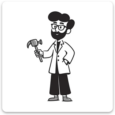 a young geoscientist with a beard, hand drawn doodle style sticker